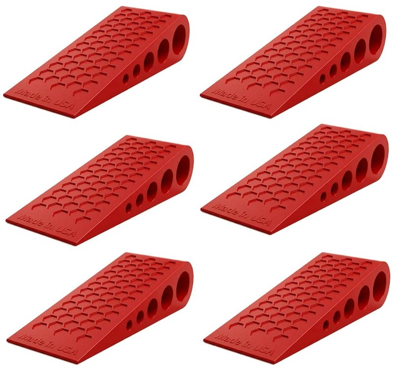 Door Stoppers Red-6 Pack for Bottom of Door Premium Floor Rubber Door Stop Wedge Made in USA Heavy Duty Honeycomb Design for Carpet, Tile, Ideal for Home, School, Commercial