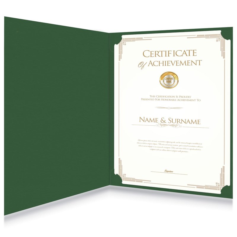 HAUTOCO 50 Pack Certificate Holders, Green Diploma Folders Certificate Covers with Gold Foil Border for Letter Size 8.5x11 Cardstock, Award, Document, Graduation
