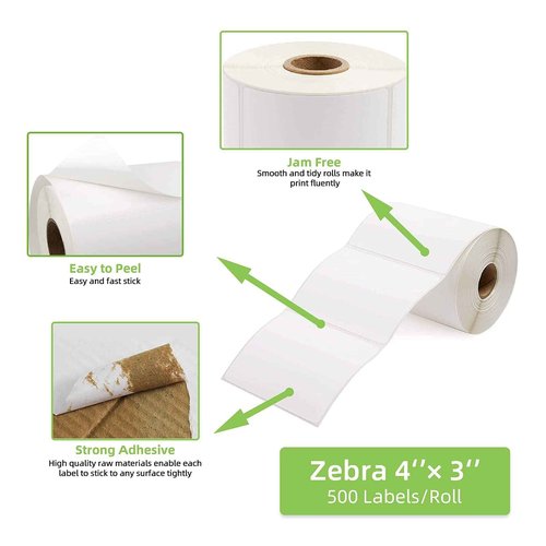 Anylabel 4" x 3" Direct Thermal Labels, Thermal Printer Labels for Shipping Address Barcodes, Thermal Stickers Compatible with Zebra, Rollo, Munbyn Thermal Labels Printers (12 Rolls, 500 Labels/Roll)