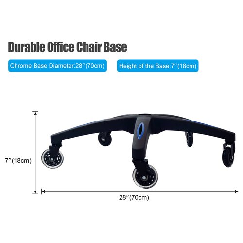 Frassie 28 inch Nylon Gaming Chair Base with 5 Casters, Heavy Duty Boss Office Chair Base Part Replacement (Blue)