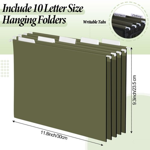 Otoolling 2 Pack Hanging File Organizer Include 10 Hanging Folders Metal Mesh File Folder Box for Letter Size Folder Storage Desktop Magazine Storage Cabinets for Home Office School(Green,Small)