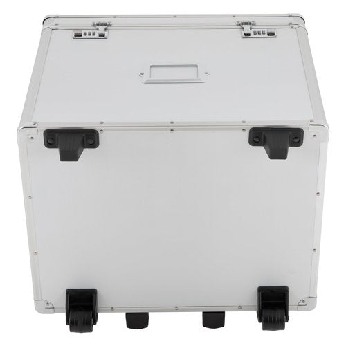 Pinelicorn Portable File Storage Box with Handle -19.2" x 15" x 16" Portable Locking Storage Box for Filing Letters & Documents, Mobile Lock Box with Combination Lock (Silver)