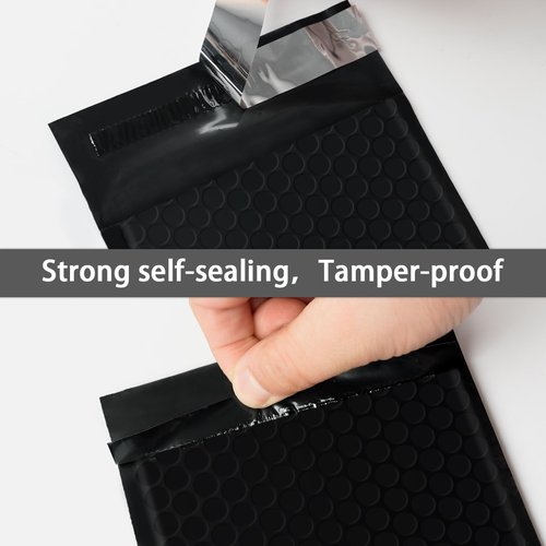 skardeco 4x8 Inch Black Bubble Mailers 40 Pack Self-Seal Poly Padded Envelopes Suitable for Small Businesses to Package and Mail Jewelry Cosmetics, Electronic Products, Cards (Black, 4 x 8-40)
