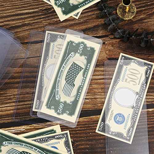 Sepamoon 100 Pieces Dollar Bill Sleeves, 6.9 x 2.95 Inch Hard Plastic Clear Currency Sleeves Waterproof Currency Holder Dollar Bills Display Protector Organizer Case Supplies for Collectors