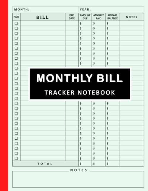 Regine Switzerland Monthly Bill Tracker Notebook - Bill Payment Organizer & Expense Log Book