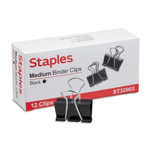 Staples Binder Paper Clips, 5/8 Inch Capacity, Medium, 144-Pack, Black