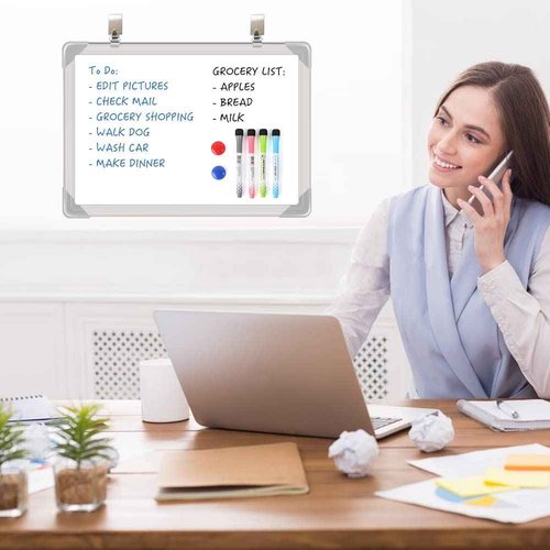 Message White Board 24" x 16"(60cm x 40cm) Small Dry Erase Calendar for Wall Portable with Drawing Teaching Memo Handwriting