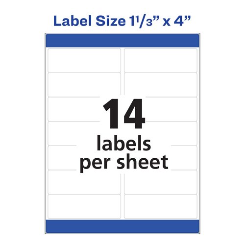Avery Mailing Address Labels, Inkjet Printers, 350 Labels, 1-1/3 x 4, Permanent Adhesive, 5 Packs (8162)