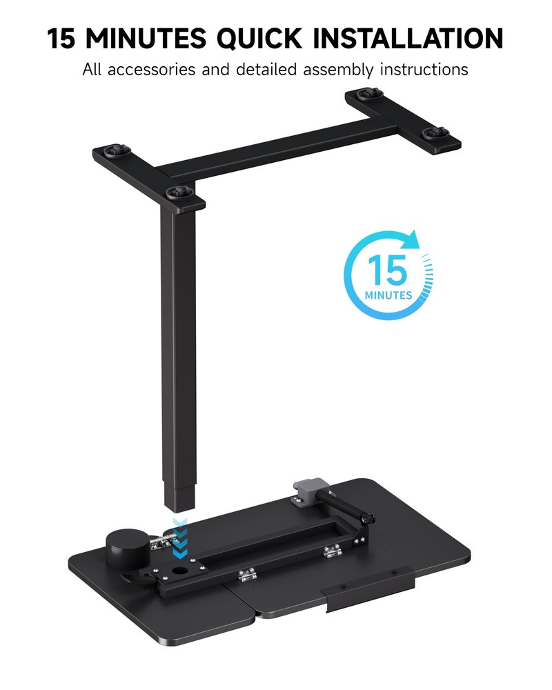 BZIUM Overbed Bedside Table with Hidden Wheels, Adjustable Medical Tilt Top Hospital Bed Table Over The Bed, Rolling Desk Mobile Standing Desk (27.6x15.8, Black)