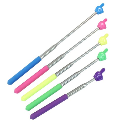 Zorveiio 5 Pcs Retractable Teacher Pointer, Extendable Finger Pointer Stick Colorful Hand Pointing Stick, Student Finger Pointing Tools for Classroom, Reading (Blue,Purple,Yellow,Green,Pink)
