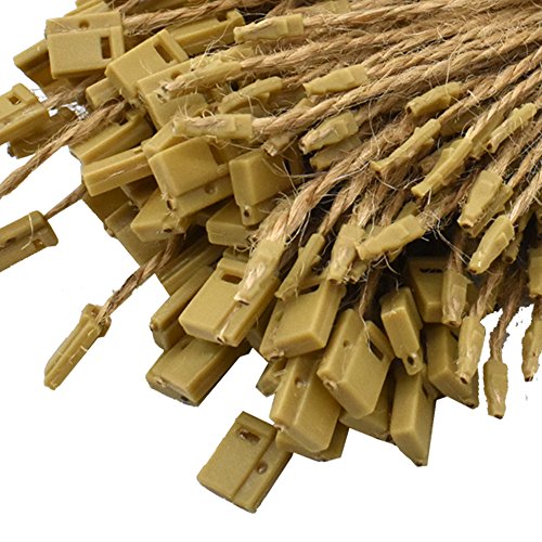 Renashed 7in Hemp Twine Hang Tag Fasteners (500 Pack) with Plastic Lockers