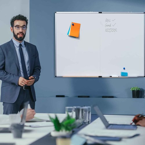 Folded Magnetic Whiteboard 60 x 40 Foldable Magnetic Dry Erase Board, Wall-Mounted Aluminum Frame Memo Whiteboard for Office Home and School