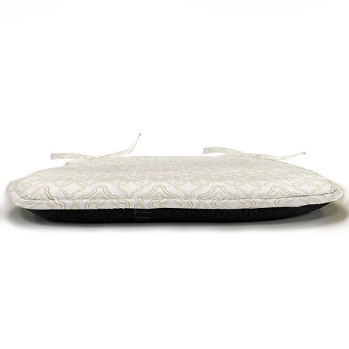 Ambesonne Ivory Chair Seating Cushion Set of 6, Geometric Shabby Form Motif with Classic Effect Rococo Style Oriental Design, Anti-Slip Seat Padding for Kitchen & Patio, 16"x16", Cream Tan