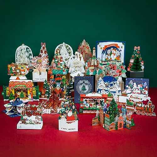 WISHGIFT 25Pcs 3D Christmas Cards, Merry Christmas Cards Handmade, Greeting Cards & Envelopes for Xmas