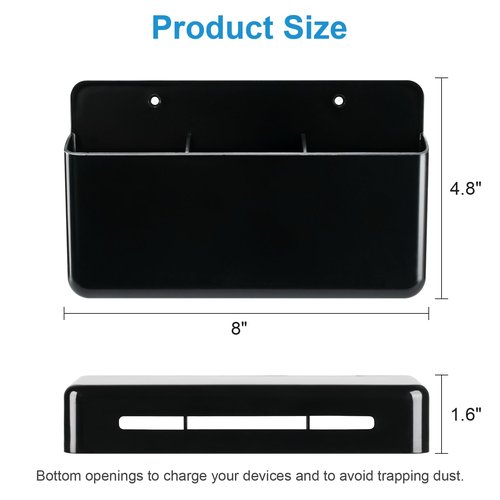 First-zgel 3 Slot Adjustable Remote Holder Wall Mount, TV Controller Holder Hollow Bottom Slot Easy Phone Charging, Adhesive Remote Control Holder, Wall Pen Holder for Office School Home, 2 Packs