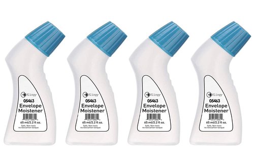 Klingy Envelope Moistener Clear, Water-Based, Fast-Drying, Non-Toxic 2.2 Fl Oz, Each Bottle Seals Up to 1500 Envelopes (4 Pack)