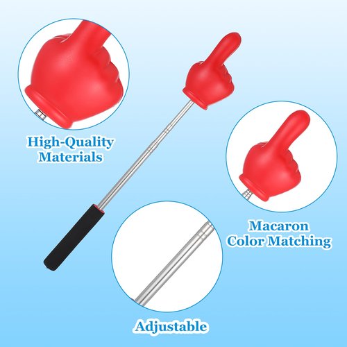 Big Teacher Pointer Finger,Pointer Stick for Classroom with Soft Grip Handle,Teaching and Presentations, Teacher Supplies Interactive Learning,Retractable Pointer Extendable to 32 Inches (RED)