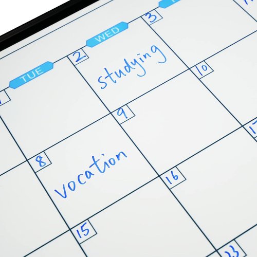 JILoffice Magnetic Calendar Whiteboard & Corkboard Combo - 36x24 Inch Wall-Mounted Board in Black Aluminum Frame