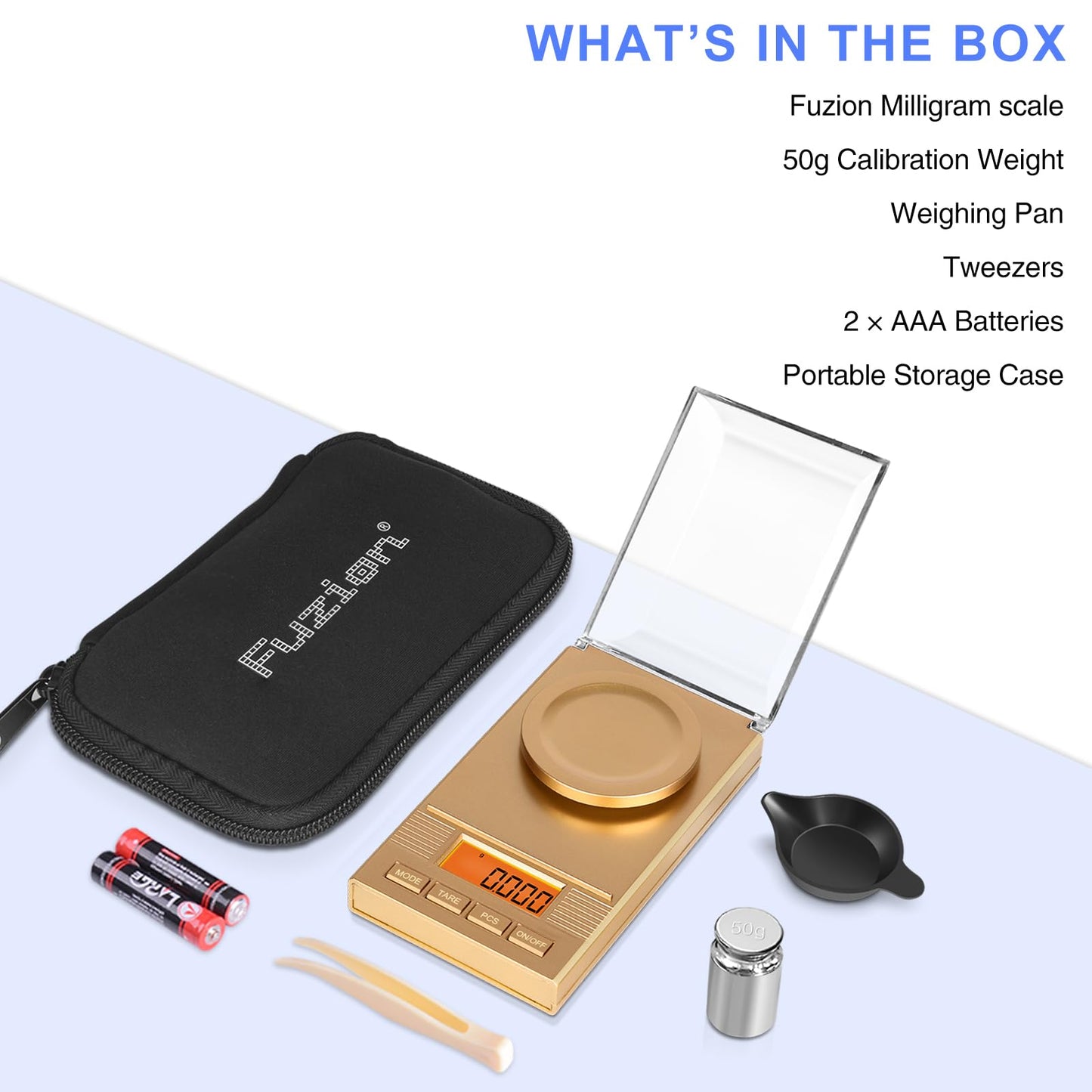 Fuzion Digital Milligram Scale 50g/ 0.001g, Portable Jewelry Scale, Gold Scale, Gem Scale, Micro Scale for Powders