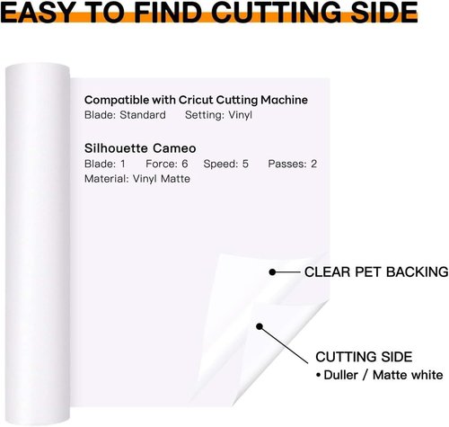 HTVRONT White Permanent Vinyl - 12" x 40 FT Adhesive Roll for Cutting Machines, Crafting & Signs