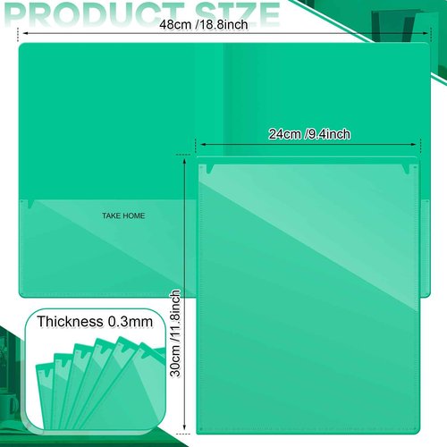 Henoyso 100 Pcs Folders Take Home Heavy Duty 2 Pocket Homework Folder for Students Parent Teacher Communication, 11.8 x 9.45 Inch(Green)