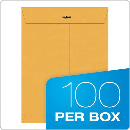 Quality Park Clasp Envelopes, 9 x 12 Kraft | 28 lb | Brown | 100 per Box | Pack of 5