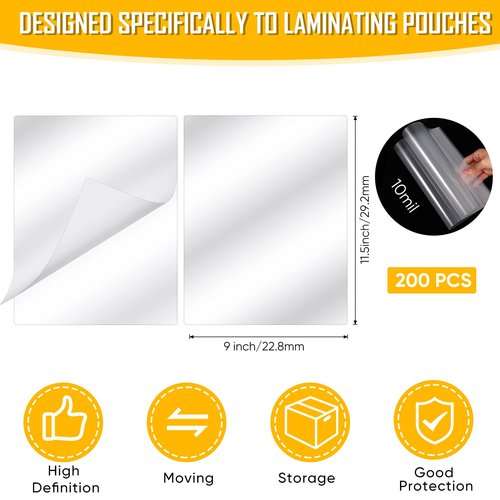 Sherr 200 Pack 10 Mil Laminating Pouches Thermal Laminating Sheets Letter Size 9 x 11.5 Inch Clear Plastic Paper Hot Glossy Sheets Office Supplies