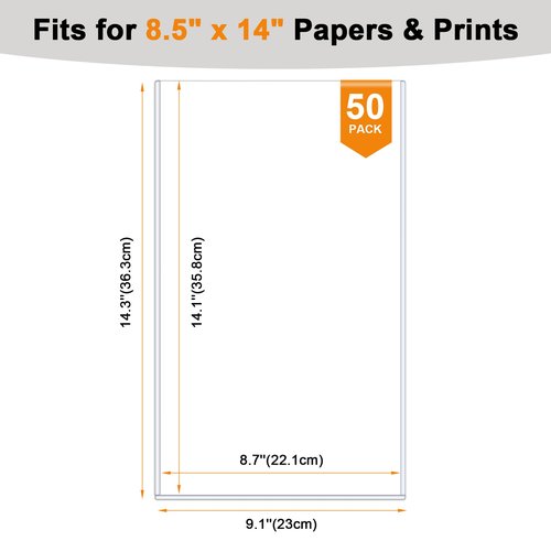 Ndsox 50 Pack 8.5" x 14" Rigid Print Protectors Clear Hard Plastic Sheet Protectors Top-Loading Rigid Menu Covers for Legal Size Paper, Documents, Photo, Posters, Prints, Artworks, Birth Certificates
