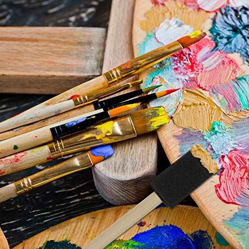 200 Pack 1 inch Foam Brush Sponge Wood Handle Paint Brush Foam Sponge Brush for Acrylics, Stains, Varnishes, Crafts