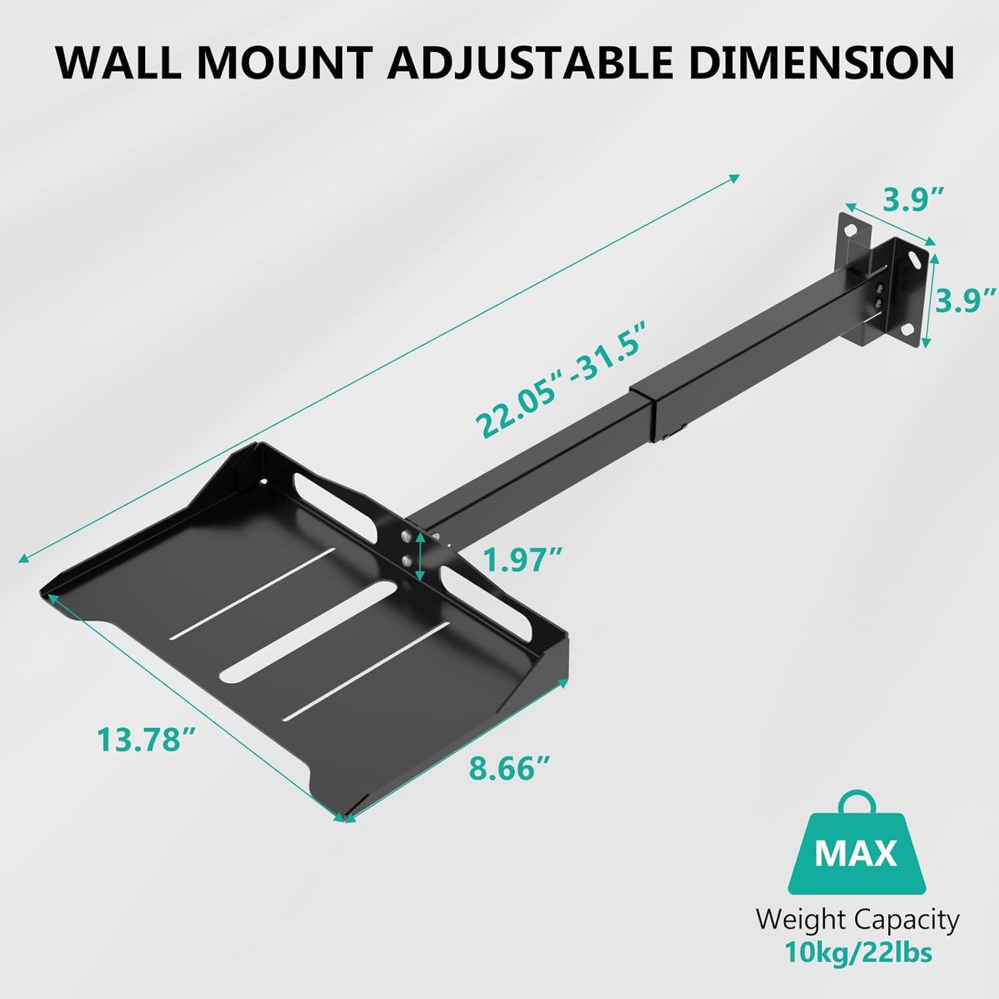 WALI Projector Ceiling Mount Tray - Height Adjustable Holder with Hidden Cable Management | Fits Projectors Up to 22lbs, Black