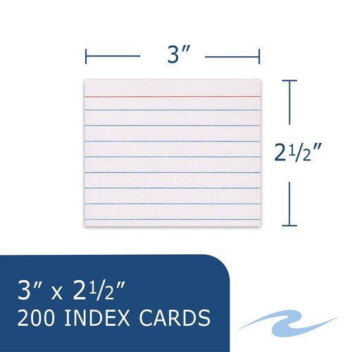 Roaring Spring Mini Index Cards 3"x2.5", 200 Count Per Set, 100# White Single Sided Ruled Paper, In Convent Tray Holder, Blank on Back (Pack of 36)