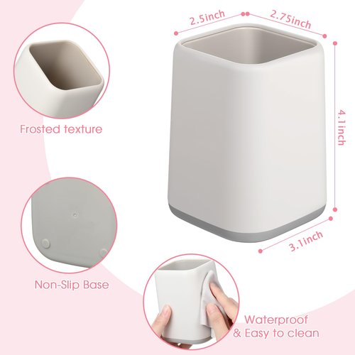 Mimorou 12 Pcs Pen Holder Pencil Holder Bulk for Desk Plastic Square Cups for Pen Makeup Brush Storage Organizer Pencil Cup Stationery for Classroom School Office Supplies 4.1 x 2.95 Inch(White)