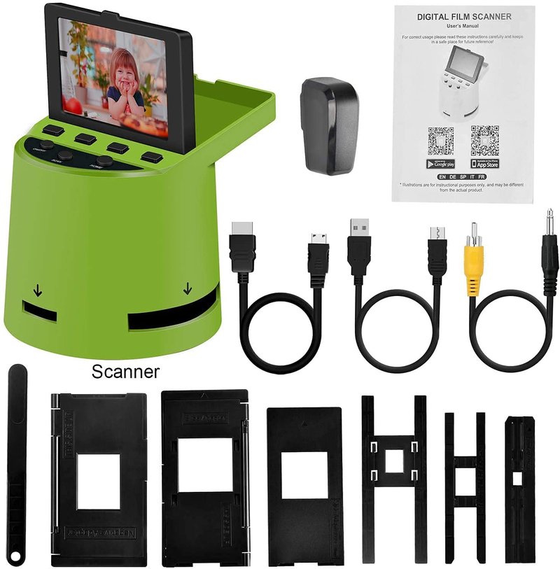 Wireless Digital Film Scanner with 22MP, Converts 35mm, 126, 110, Super 8 Films, Slides, Negatives to JPEG, Tilt-Up 3.5" Large LCD, Transfer Pictures to Phones Via WiFi Connection, MAC &PC Compatible