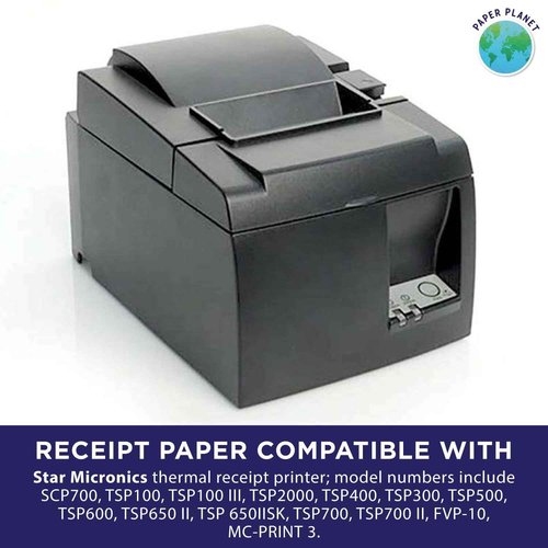 Thermal Paper for Square POS Stand and Register (Star Micronics TSP143IIIU Printer) by Paper Planet | 20 Rolls