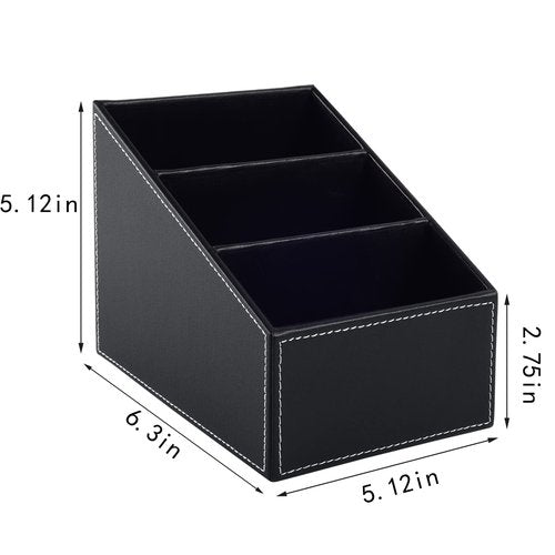 TV Remote Control Holder with 3 Compartments, Media Accessory Storage, Storage box, Storage Rack, Desk Organizers(Black(2 pieces))