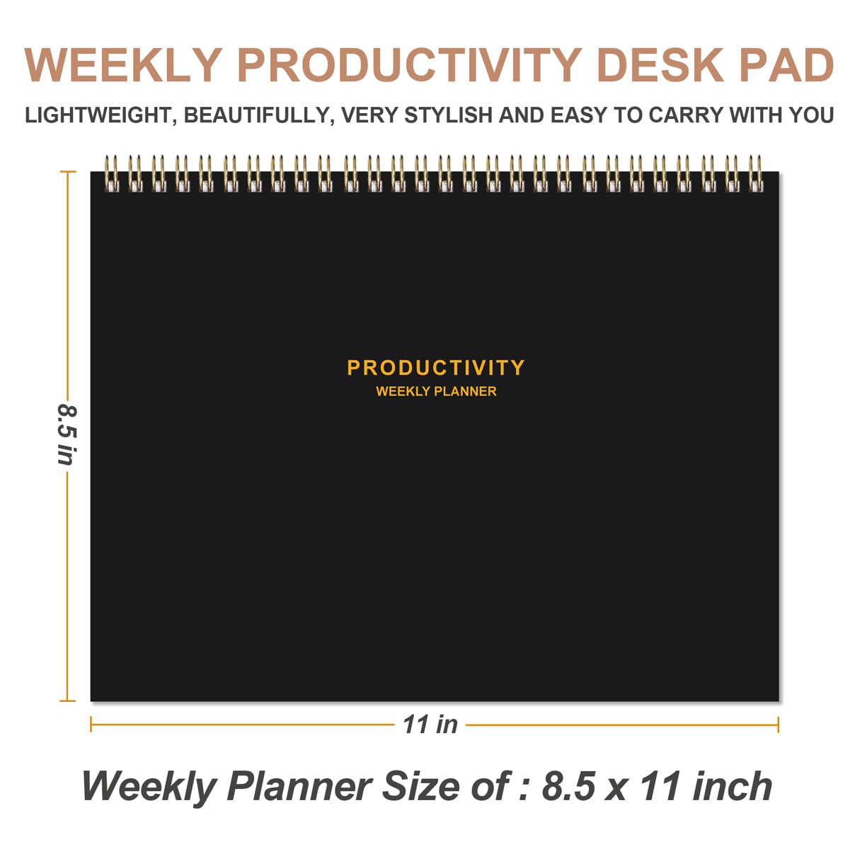 (3-Pack) Weekly Productivity Planner - 8.5" x 11" Dashboard Desk Notepad Has 6 Focus Areas to List Tasks for Goals, Projects, Clients, Academic or Meal-Organize Your Daily Work Efficiently, 54 Weeks
