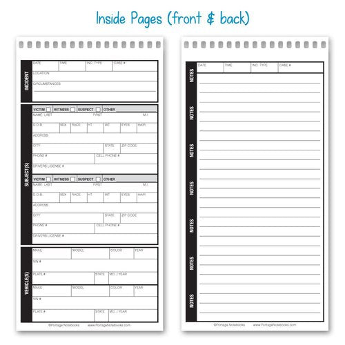 Public Safety Notebook – Spiral Notebook, Notepad, Writing Pad with Template for Interviews, Accidents & Incident Reports, Field Book for Police – 4 x 8 Inches, 70 Sheets / 140 Pages (Pack of 12)