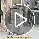 LDAILY Rolling Cart with Drawers, 10-Drawer Classroom Storage - Clear