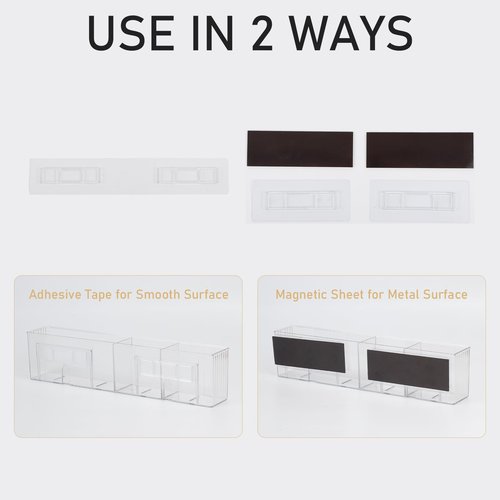 NINEWEEN Magnetic Dry Erase Marker Holder, Clear Magnetic Pencil Holder for Whiteboard, Refrigerator, Locker Accessories, Plastic Wall Mounted Storage Organizer for Home Office Supplies, Bathroom