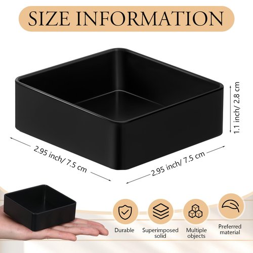 Teenyyou 48 Pcs Stackable Drawer Organizer Trays Set, Plastic Drawer Organizers Black Multifunctional Stackable Trays for Vanity, Bathroom, Desk Office,2.95 x 2.95 x 1.1 Inches