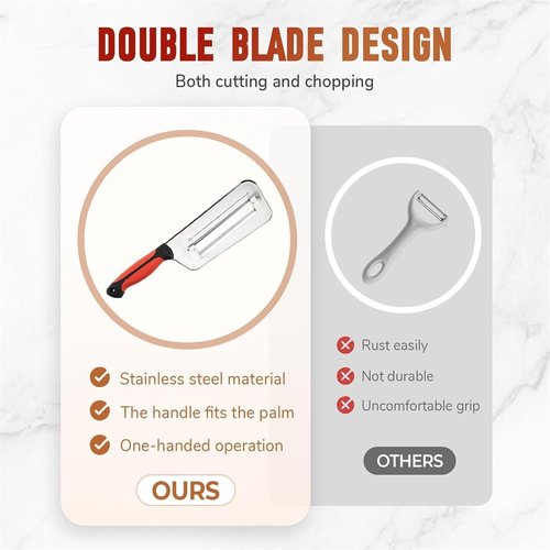 Stainless Steel Shredder Knife, Stainless Steel Dual Blade Julienne Cutter, Shredder Knife for Vegetables, Cabbage Slicer, Multifunctional Vegetable Cutter (2mix)