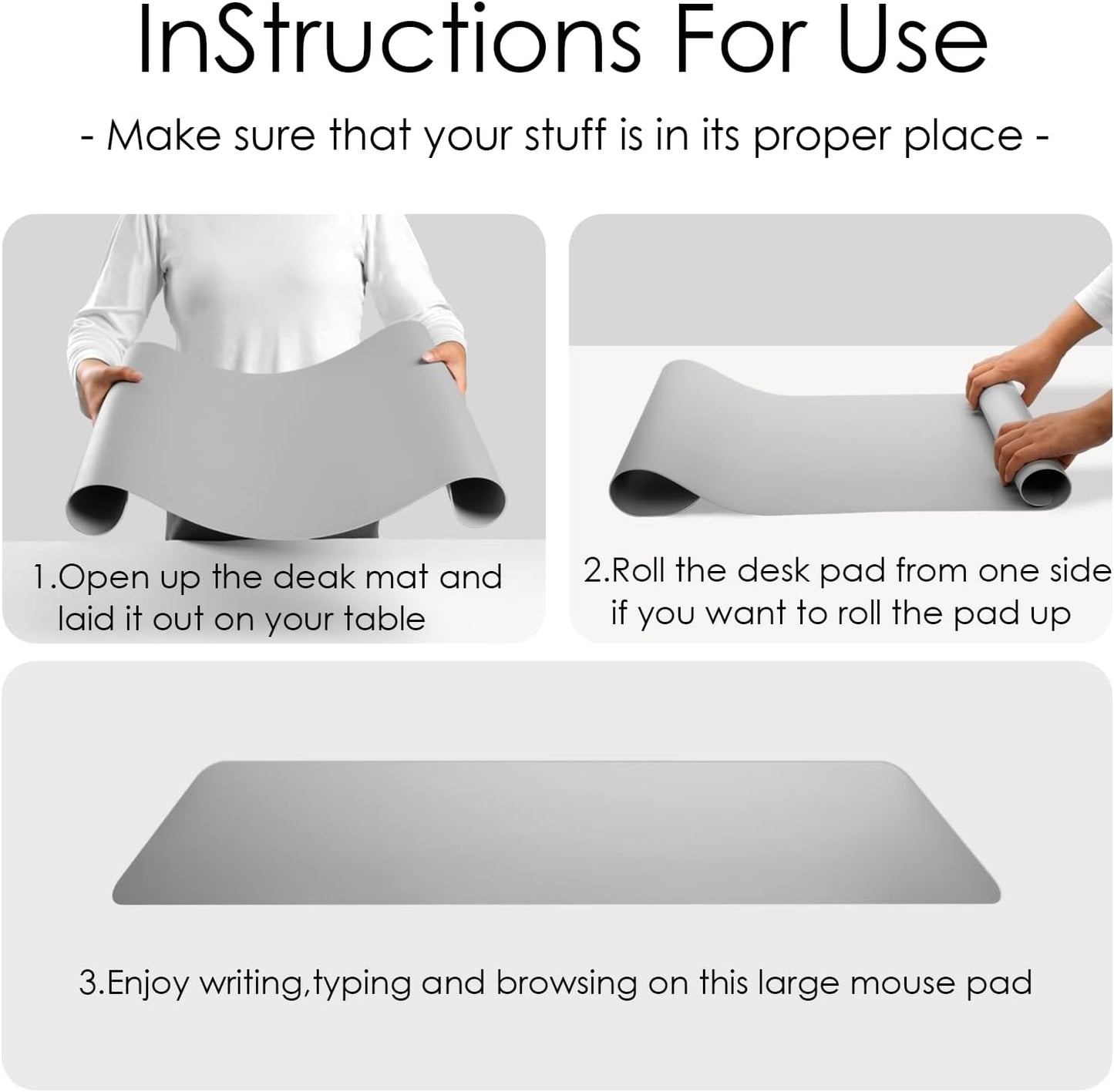 WAYBER Leather Desk Pad Protector - Waterproof PU Mouse Pad for Office & Home | Black 23.7x13.8 in