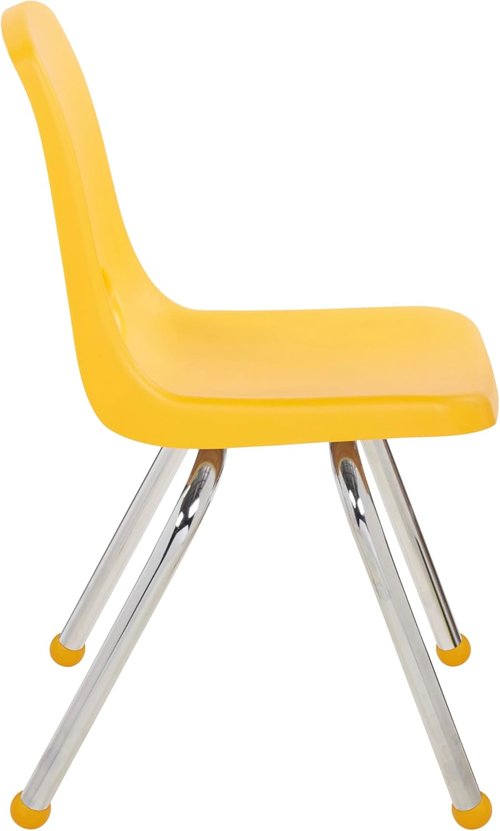 FDP 14" School Stack Chair - Stacking Student Seat with Chromed Steel Legs | Yellow (6-Pack)