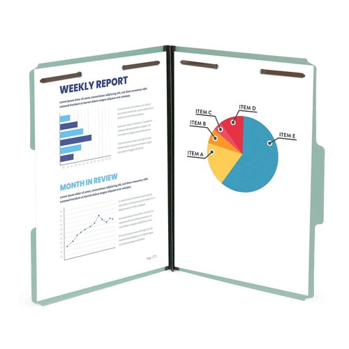 Blue Summit Supplies Pressboard File Folder, 1 Inch Expansion, Top-Tab, Letter Size, Gray/Green 25 Pack