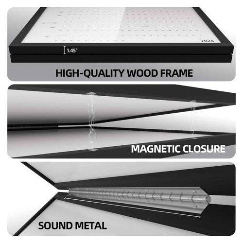 INNOVART Hidden Magnetic Dry Erase Whiteboard 24”x18”, Secret Dry Erase Board, Secret Marker Board Poster Frame w/Chalk Board Surface, Foldable Whiteboard Includes Poster, Acrylic Protect Film, Maker