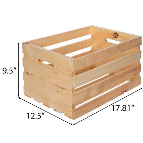 Hobby Lobby Pine Wood Crate, Wooden, Storage, 17.81 x 12.5 x 9.5 inches, Unfinished with Handles, Large