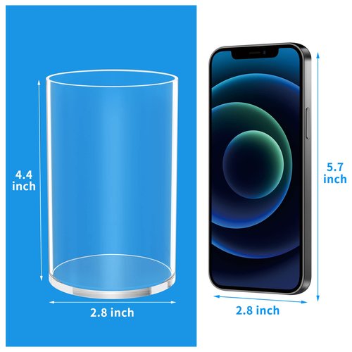 NIUBEE Clear Acrylic Pen Holder for Desk, Round Acrylic Pencil Cup Holder Makeup Brush Organizer, Desk Organizer for Office Desk Accessory - 4 Pack