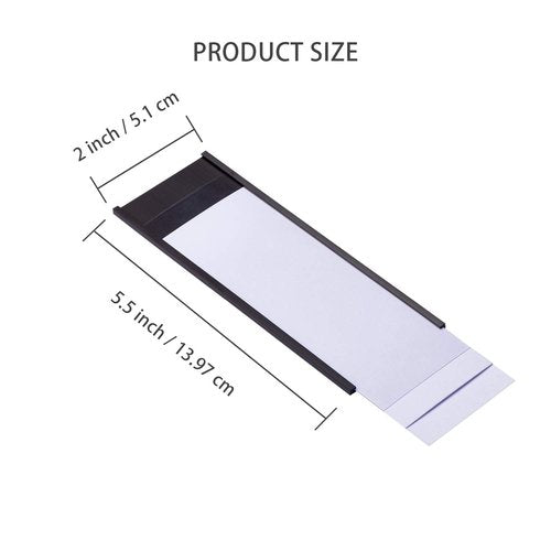 100 Pieces Magnetic Label Holders with Magnets Magnetic Data Card Holders with Clear Plastic Protectors for Metal Shelf, Whiteboard (2 x 5.5 Inch)