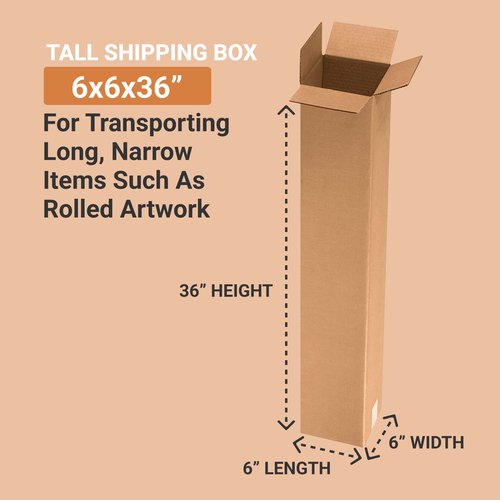 AVIDITI 6x6x36 Tall Corrugated Boxes, Tall, 6L x 6W x 36H, Pack of 25 | Shipping, Packaging, Moving, Storage Box for Home or Business, Strong Wholesale Bulk Boxes