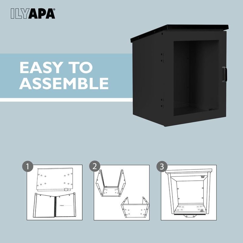 Ilyapa Outdoor Library Book Box - Free Literature Exchange Kit for Outside - Black Powder Coated Steel Cabinet for Sharing Books - with Easy 4x4 Post Mount - 13x11x17 Inch